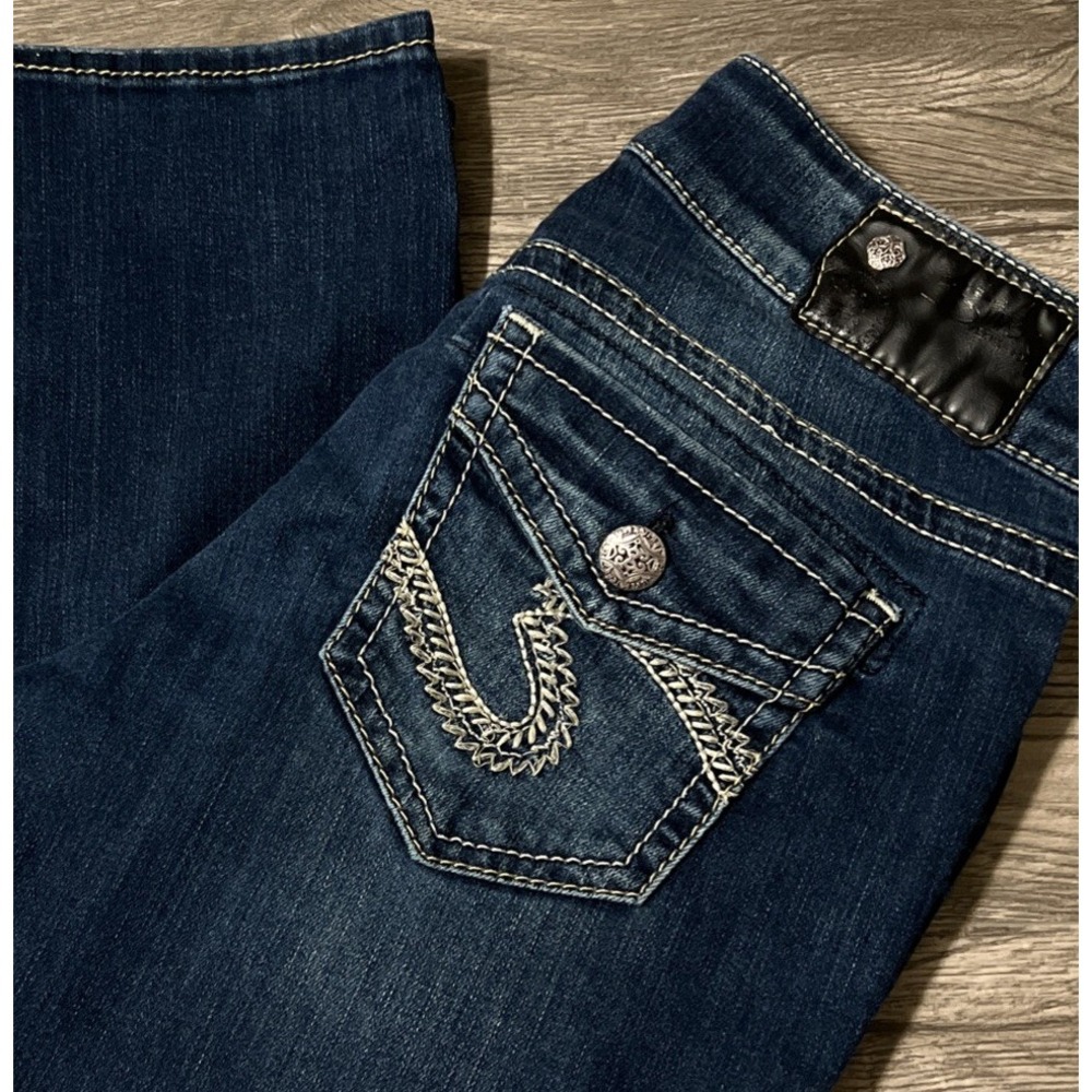Silver Jeans Women's Suki Mid Super Stretch‎ Dark Wash Capri SZ 28/22 (28x22)